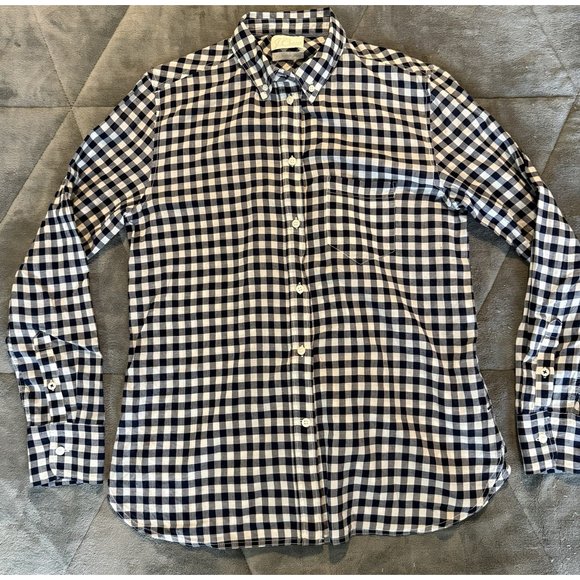 J.CREW Tops - J.Crew Re-Imagined Women's Button Down Shirt Black White Plaid Long Sleeve Sz 8